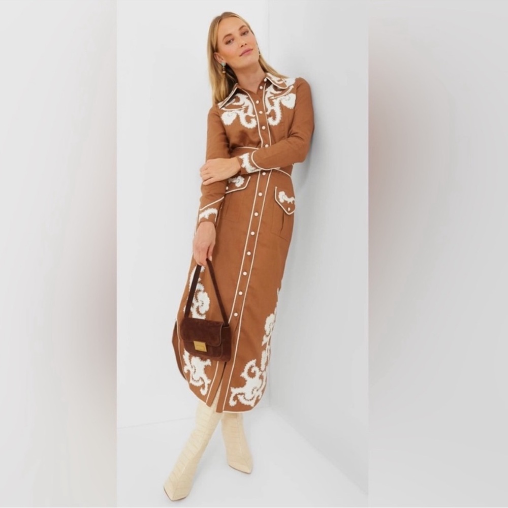 Alemais Brown Tan Sleeveless Shirt with Notched Collar